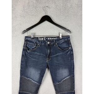 Raw X Jeans Mens 32x32 Blue Medium Wash Moto Biker Skinny Stretch Denim Mens